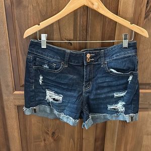 SO Favorite Midi Jean Shorts Distressed Size 13